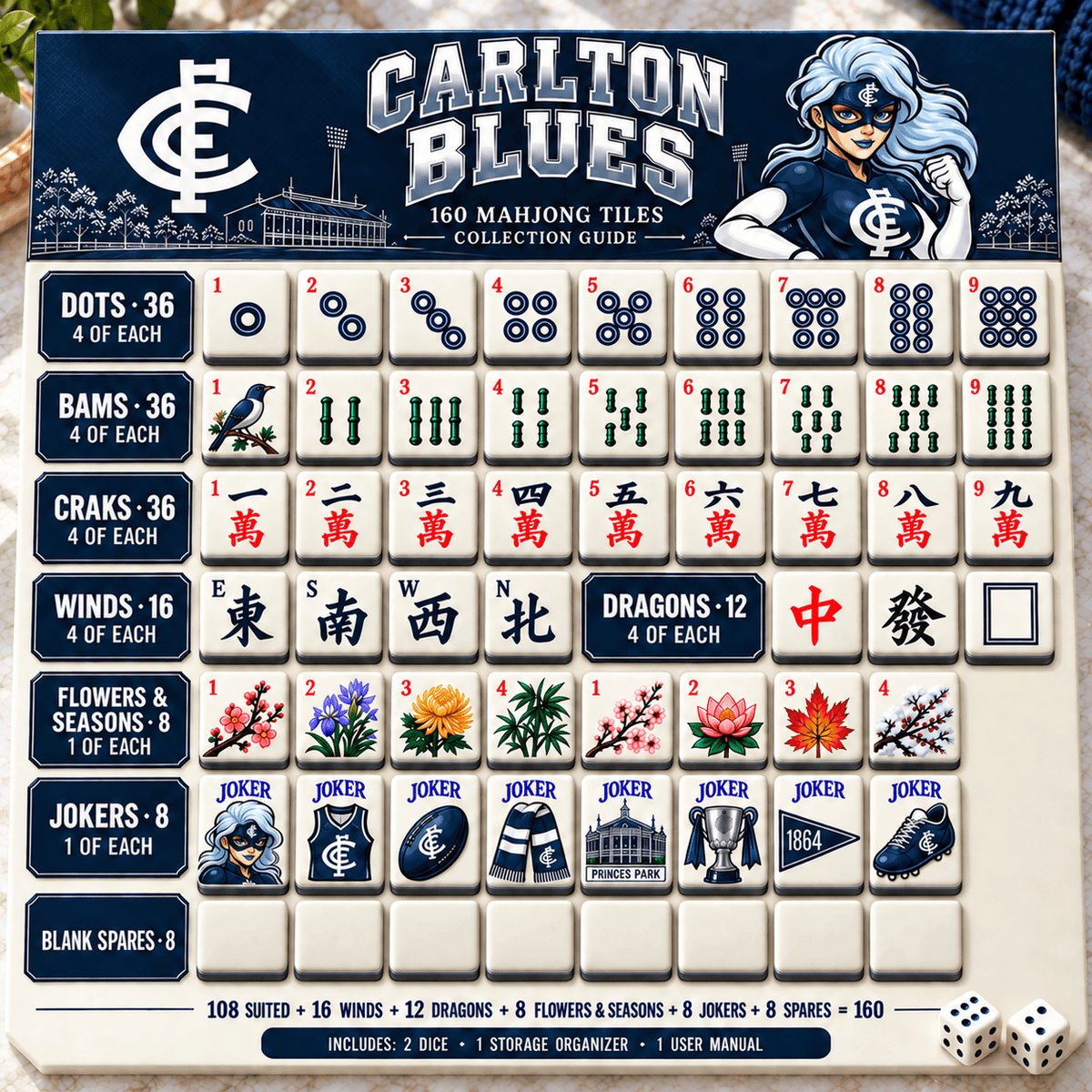 Premium CTB Mahjong Tiles Set TTMH