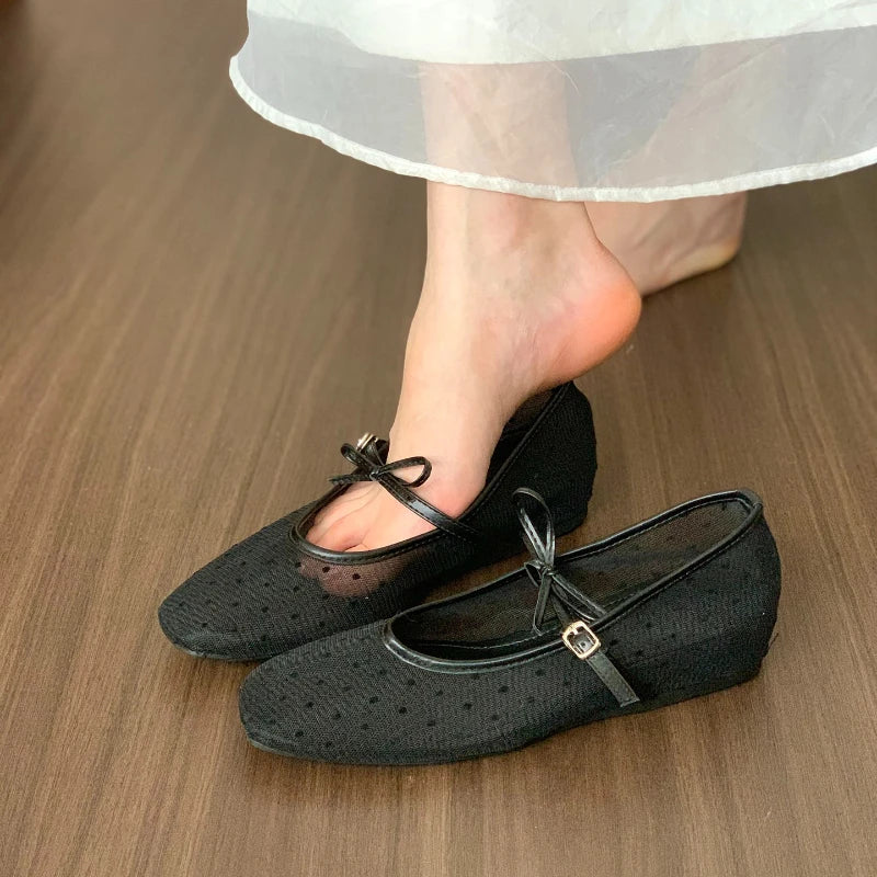 Women's Slip-on Ballet Flats Fashionable 2026New Style Women's Dance Shoes Summer Square Toe Lolita Mary Jane Sandals Zapatillas