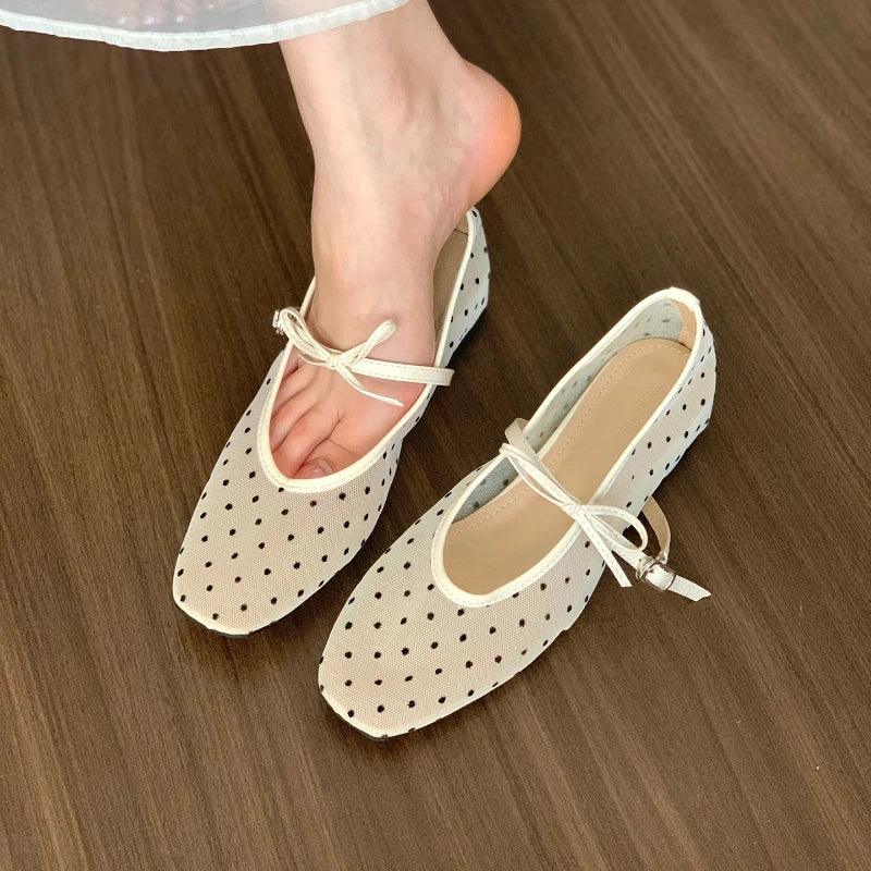 Women's Slip-on Ballet Flats Fashionable 2026New Style Women's Dance Shoes Summer Square Toe Lolita Mary Jane Sandals Zapatillas